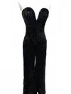 Hyfve Women's Sequined Velvet Strapless Jumpsuit In Black In Black