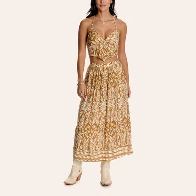 Hyfve Women's Tan Floral Print Maxi Skirt In Neutral