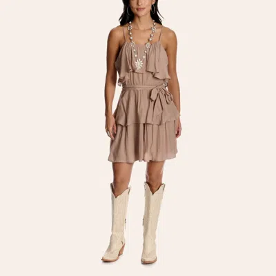 Hyfve Women's Taupe Tiered Ruffle Midi Dress In Brown