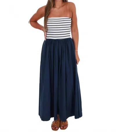 Hyfve Women's Wanna Know Striped Strapless Midi Dress In Navy In Blue