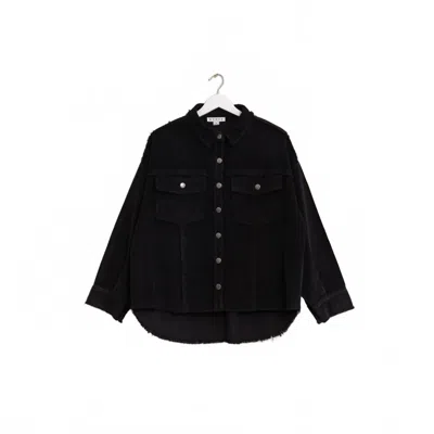 Hyfve Women's Washed Corduroy Frayed Shacket In Black