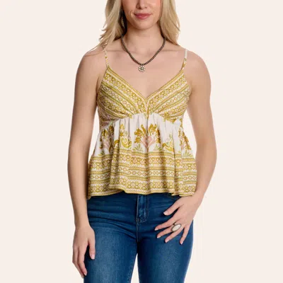 Hyfve Women's White & Gold Floral Geo Print Tank Top In Multi