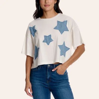 Hyfve Women's White Denim Star Patch Oversized T-shirt In Animal Print