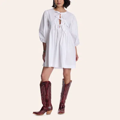 Hyfve Women's White Tie Front Half Sleeve Mini Dress