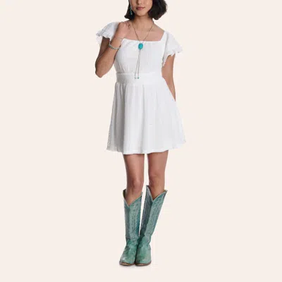 Hyfve Women's White Woven Flutter Sleeve Mini Dress