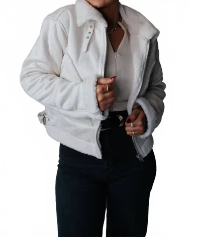 Hyfve Xenna Suede & Sherpa Jacket In Cream/off White