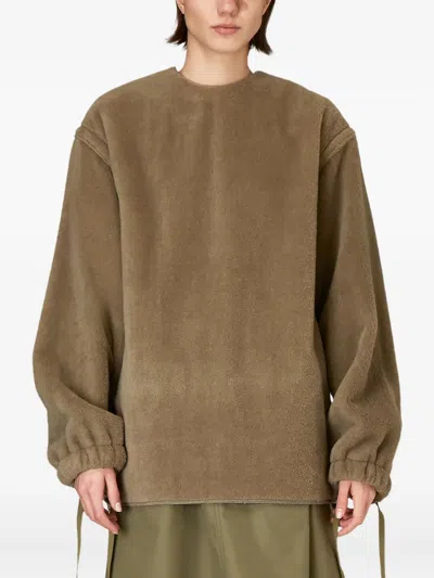 Hyke Drawstring-cuff Wool Top In Brown