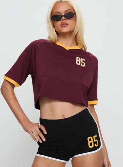 Hype And Vice Asu Cropped Soccer Jersey Tee In Burgundy