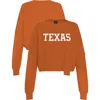 Hype And Vice Women's Burnt Orange Texas Longhorns Oversized Cropped Ivy Knit Pullover Sweater In Orange