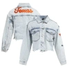 Hype And Vice Denim Texas Longhorns Lightwash Full-button Jean Jacket In Blue