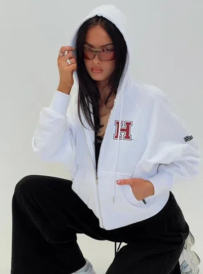 Hype And Vice Harvard Raglan Zip Up In White / Red