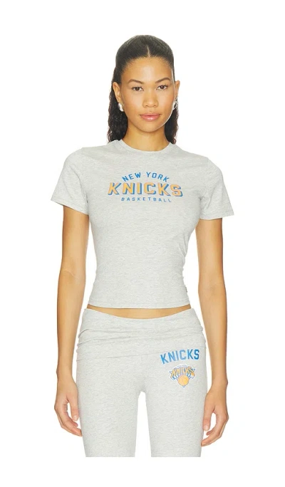 Hype And Vice Knicks Cotton Jersey T-shirt In Heather Grey