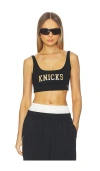 Hype And Vice New York Knicks Scoop Neck Crop Top In Black