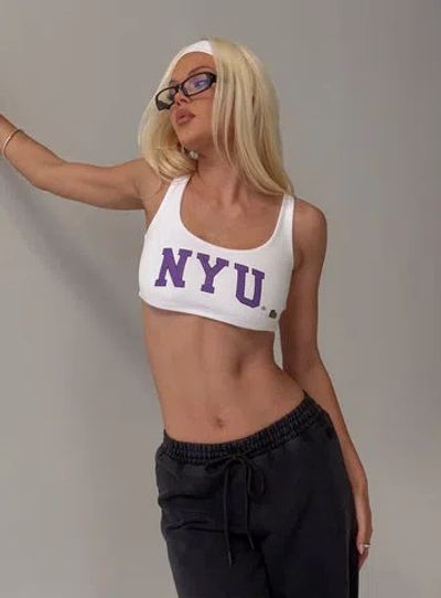 Hype And Vice Nyu Scoopneck Tank Top In White