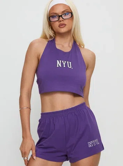 Hype And Vice Nyu Tailgate Halter Top In Blue