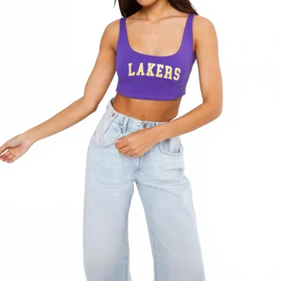 Hype And Vice Scoop Neck Crop Top In Lakers-purple In Blue
