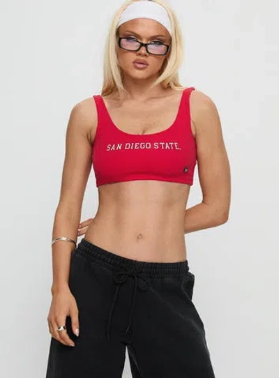 Hype And Vice Sdsu Scoop Neck Crop Top In Red