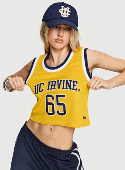 Hype And Vice Uc Irvine Cropped Basketball Jersey Tank Yellow