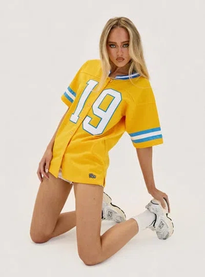 Hype And Vice Ucla Football Button Down Jersey In Yellow