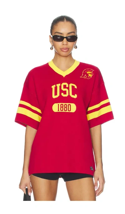 Hype And Vice University Of Southern California Knitted Jersey Tee In Red