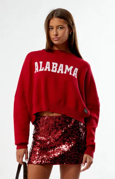 Hype And Vice Women's Alabama Crimson Tide Ivy Knit Cropped Sweater In Red