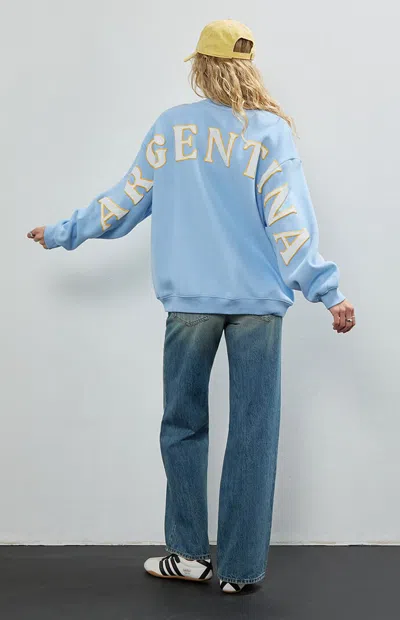 Hype And Vice Women's Argentina Crew Neck Oversized Sweartshirt In Light Blue