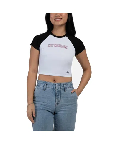 Hype And Vice Women's Black Inter Miami Cf Homerun Cropped Raglan T-shirt