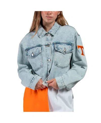 Hype And Vice Women's Denim Tennessee Volunteers Lightwash Full-button Jean Jacket