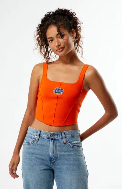 Hype And Vice Women's Florida Gators Knit Corset Top In Orange In Brown
