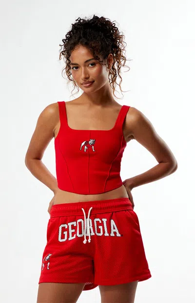 Hype And Vice Women's Georgia Bulldogs Knit Corset Top In Red