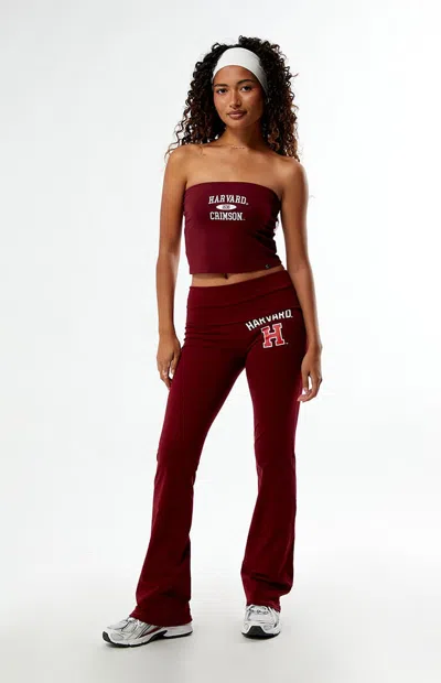 Hype And Vice Women's Harvard Crimson Embroidered Tube Top In Burgundy