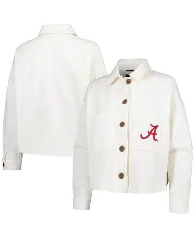 Hype And Vice Women's  White Alabama Crimson Tide Corduroy Button-up Jacket