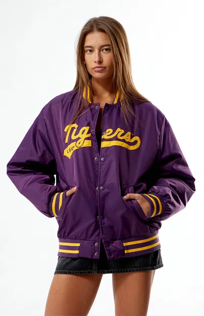 Hype And Vice Women's Lsu Tigers A-game Varsity Bomber Jacket In Purple