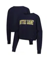 Hype And Vice Women's Navy Notre Dame Fighting Irish Oversized Cropped Ivy Knit Pullover Sweater In Blue