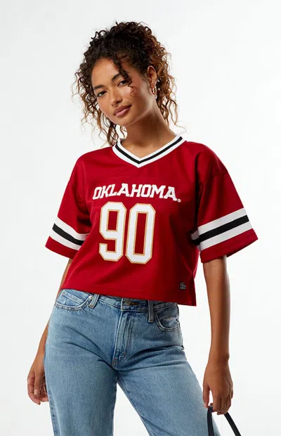 Hype And Vice Women's Oklahoma Sooners Cropped Football Jersey In Red/white