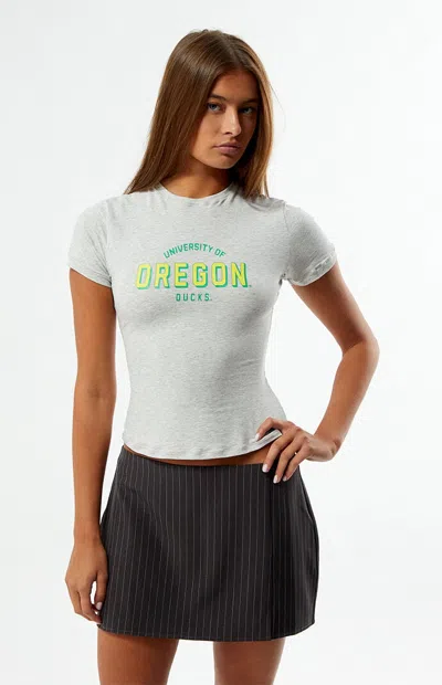 Hype And Vice Women's Oregon Ducks Cotton Jersey T-shirt In Heather Grey In Gray