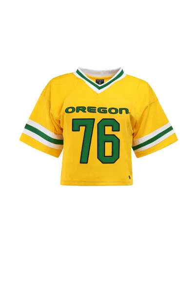 Hype And Vice Women's Oregon Ducks Cropped Football Jersey In Yellow