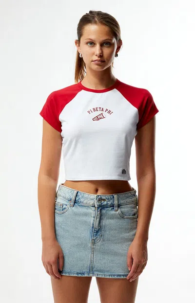 Hype And Vice Women's Pi Beta Phi Homerun T-shirt In White/red In Multi