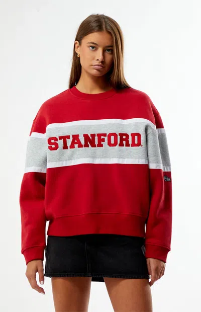Hype And Vice Women's Stanford Cardinal Classic Crew Neck Sweatshirt In Red