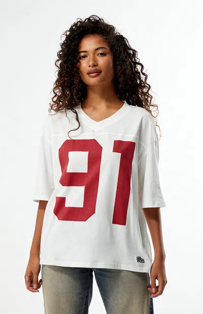 Hype And Vice Women's Stanford Cardinal Football Oversized T-shirt In Red/white