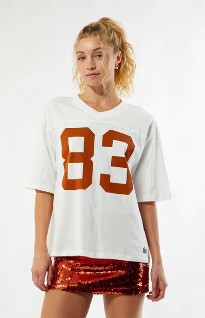 Hype And Vice Women's Texas Longhorns Football Oversized T-shirt In White/orange In Neutral