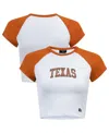 Hype And Vice Women's White/texas Orange Texas Longhorns Homerun Cropped Raglan T-shirt In White