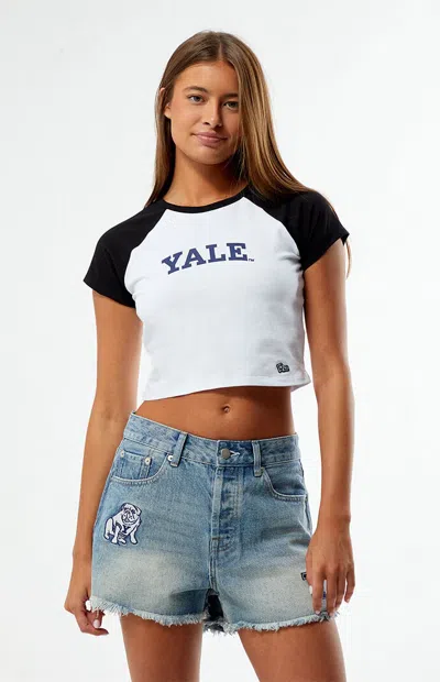 Hype And Vice Women's Yale Bulldogs Homerun Baby T-shirt In White