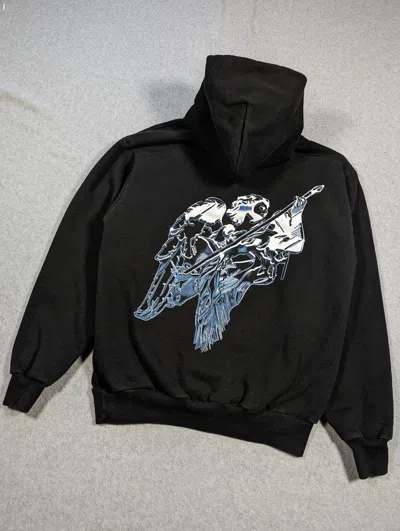 Pre-owned Hype Chrome Angel Hoodie Size M In Black