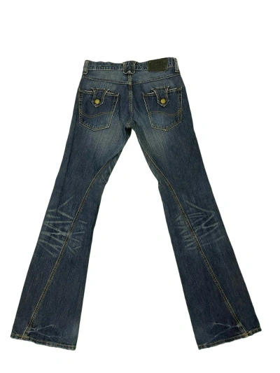Pre-owned Hype Flare Jeans Lee Whiskered Boot Cut Denim 7 In Blue