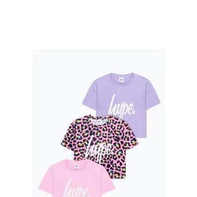 Hype Girls Leopard Crop T-shirt In Pink