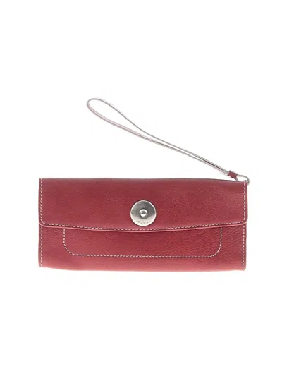 Pre-owned Hype Leather Wristlet In Burgundy