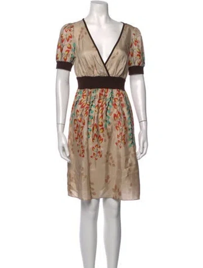 Pre-owned Hype Silk Mini Dress In Neutrals