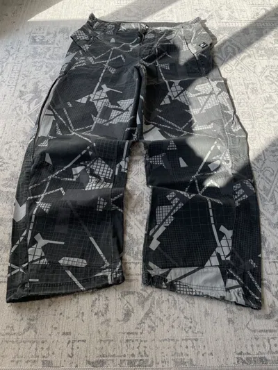 Pre-owned Hype X Nike Cargo Multipocket Wide Baggy Parachute Vintage Pants In Grey