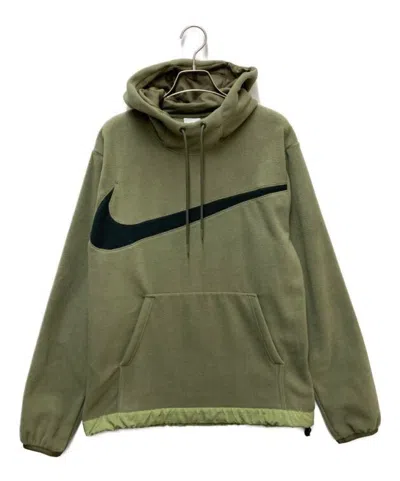 Pre-owned Hype X Nike Fleece Big Swoosh Logo Hoodie In Green Olive